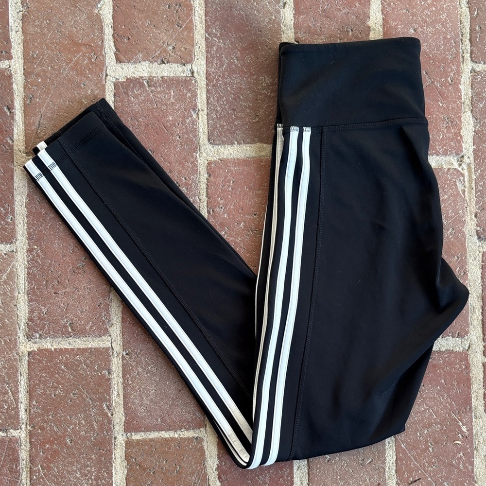 Adidas Ladies EUC Climalite Black Leggings with White Accents